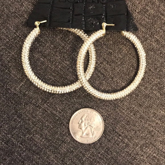 NEW Luv AJ Pave Amalfi Hoop Crystal Gold Rhinestone Earrings - Picture 4 of 4
